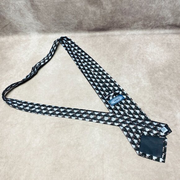 Sero Mens Tie Elephant Pattern US Flags Patriotic Silk Hand Made Neckwear - Picture 9 of 10